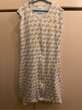 Halo White Sleep Sack with Gray Elephant Print and Yellow Accents